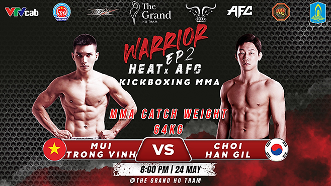 왼쪽부터 2024년 Gods of Martial Arts 59㎏ 토너먼트 우승자 무이쫑빈, 제2대 AFC 밴텀급 챔피언 결정전 출신 최한길. 사진=Angel‘s Fighting Championship/HEAT