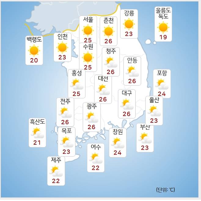 ⓒ기상청: 내일(26일) 오후 날씨