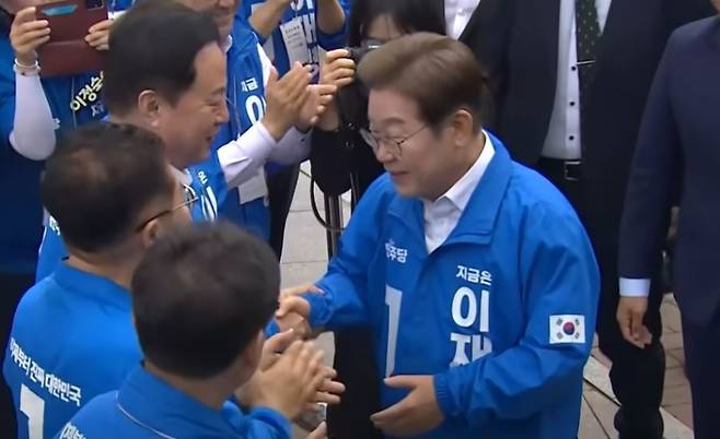 대선 유세에 나선 더불어민주당 이재명 후보 (SBS 캡쳐)