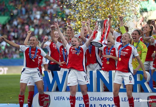 아스널 위민의 우승 세리머니. /AFPBBNews=뉴스1