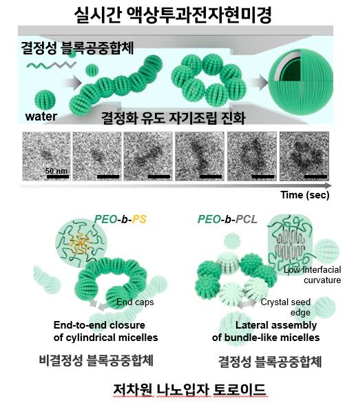 양친매성 블록공중합체의 결정화 유도 자기조립과정 실시간 관찰.