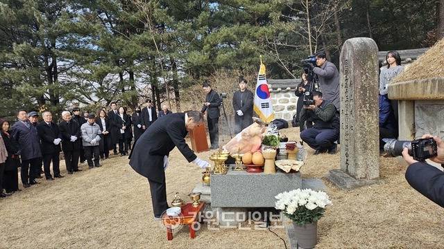 ▲ 지난 2월 원주 봉산동 민긍호 의병장 묘역에서 진행된 민긍호 의병장 순국 117주기 추모제. 본사DB