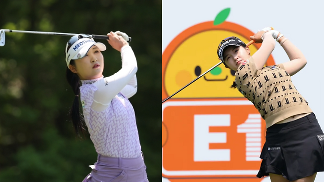 Sh수협은행 MBN 여자오픈 2연패를 노리는 이예원(왼쪽)과 2주 연속 우승을 노리는 박현경(오른쪽) / 사진=KLPGA