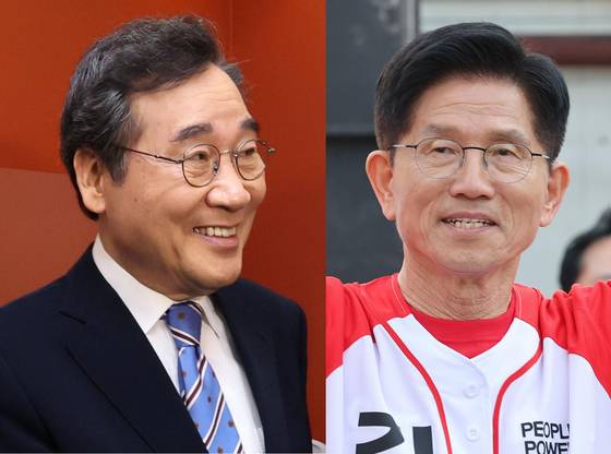 국민의힘 김문수 대선 후보(오른쪽)와 새미래민주당 이낙연 상임고문. 뉴스1