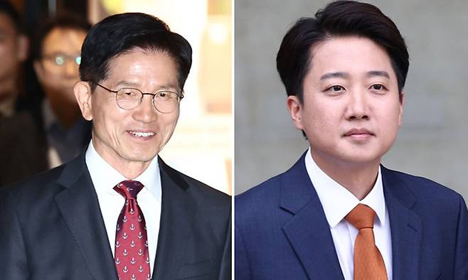 국민의힘 김문수 대선후보(왼쪽), 개혁신당 이준석 후보. 뉴스1