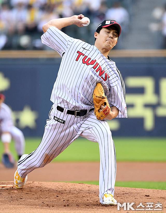 27일 잠실 한화전에서 승리를 챙긴 LG 임찬규. 사진(잠실 서울)=천정환 기자