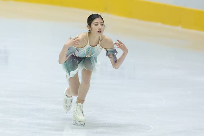 이해인 선수가 2024년 1월7일 경기도 의정부 실내빙상장에서 열린 제78회 전국남녀 피겨스케이팅 종합선수권대회 여자 시니어 프리스케이팅에서 연기를 펼치고 있다. 연합뉴스