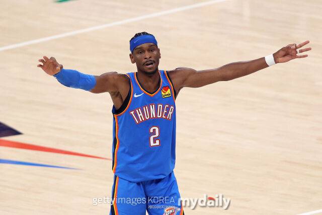 29일 미네소타와 경기에서 득점 후 세리머니하는 SGA. /게티이미지코리아