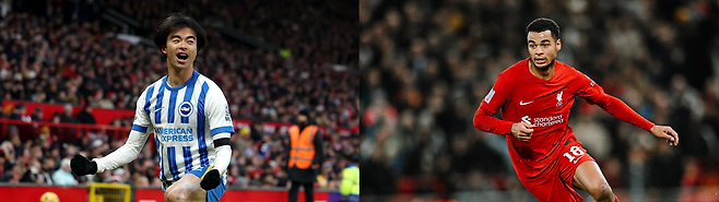 바이에른 뮌헨이 계약만료를 앞둔 사네의 대체자로 미토마(왼쪽)와 학포(오른쪽)를 낙점했다. 다만 이들 모두 탄탄한 팀내 입지와 아직 많이 남은 계약기간이 관건이다. 사진제공│EPL리버풀 홈페이지