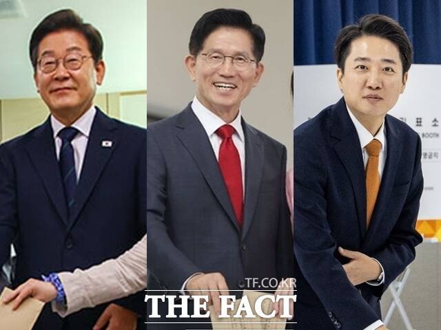 지역별 선거 결과는 국민통합의 지표다. 하지만 완고한 지역주의와 극심한 정치 양극화는 유권자들의 합리적 선택을 막고 있다. <더팩트>는 21대 대통령 선거를 앞두고 시민들을 대상으로 블라인드 공약 테스트를 진행해 봤다. (왼쪽부터) 이재명 더불어민주당 후보, 김문수 국민의힘 후보, 이준석 개혁신당 후보. /더팩트DB·뉴시스