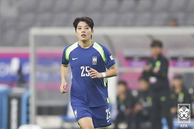 2일 콜롬비아전을 통해 A매치 데뷔전을 치른 전유경. 사진 | 대한축구협회