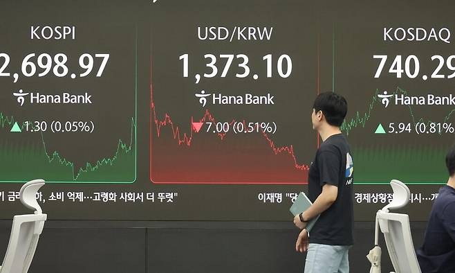 지난 2일 서울 하나은행 본점 딜링룸 모습. 연합뉴스