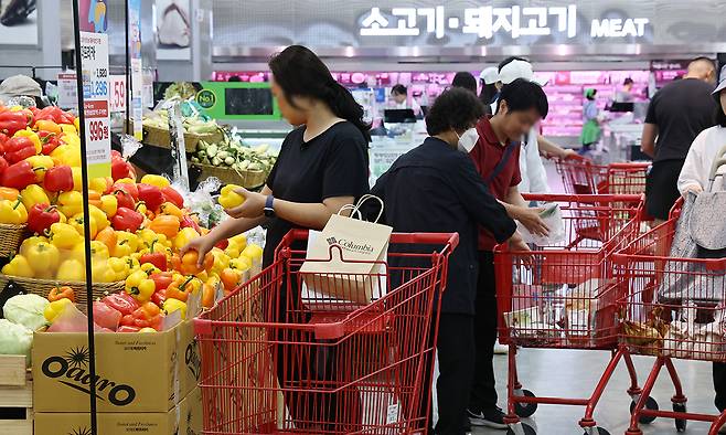 지난 3일 서울의 한 대형마트를 찾은 시민들이 장을 보고 있다. 연합뉴스