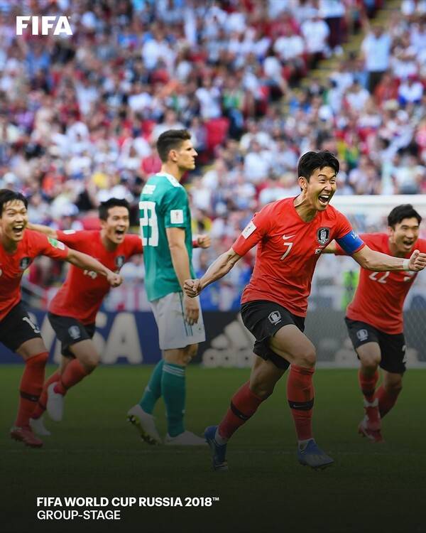 2018 러시아 월드컵에서 독일을 격파했던 대한민국 대표팀. 사진┃국제축구연맹(FIFA)