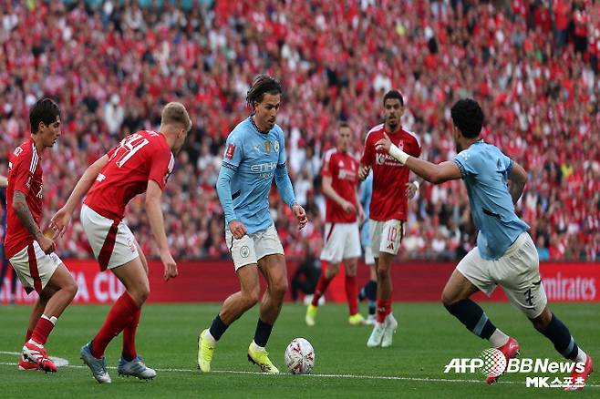 그릴리쉬는 2024-25시즌 리그 20경기에서 1골 1도움을 기록했다. 그릴리쉬가 선발로 나선 건 7경기뿐이었다. 리그 출전 시간은 716분에 그쳤다. 사진=AFPBBNews=News1