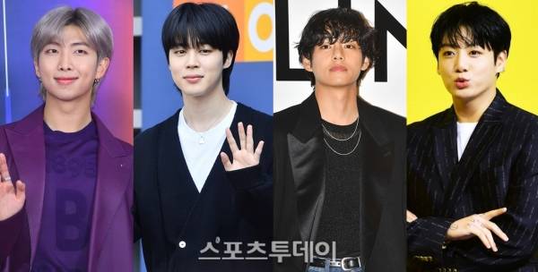 방탄소년단 RM, 지민, 뷔, 정국 / 사진=DB