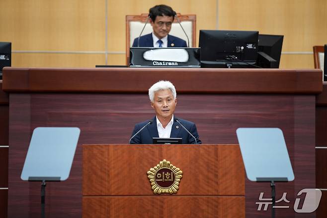 염영선 전북도의원이 정례회 제3차 본회의에서 도정질문을 하고 있다.(의회제공. 재판매 및 DB금지)2025.6.13/뉴스1