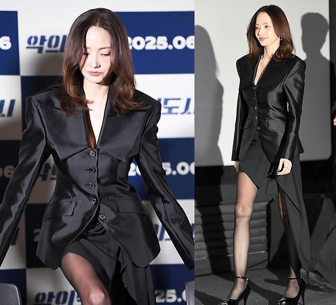 한채영이 절제된 블랙으로 또 한 번 ‘슈트퀸’에 등극했다.사진=천정환 기자