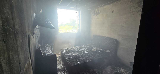 ▲ 14일 오후 1시 52분쯤 원주시 태장동의 모텔 2층에서 불이 나 30여분만에 꺼졌다. 강원소방본부 제공