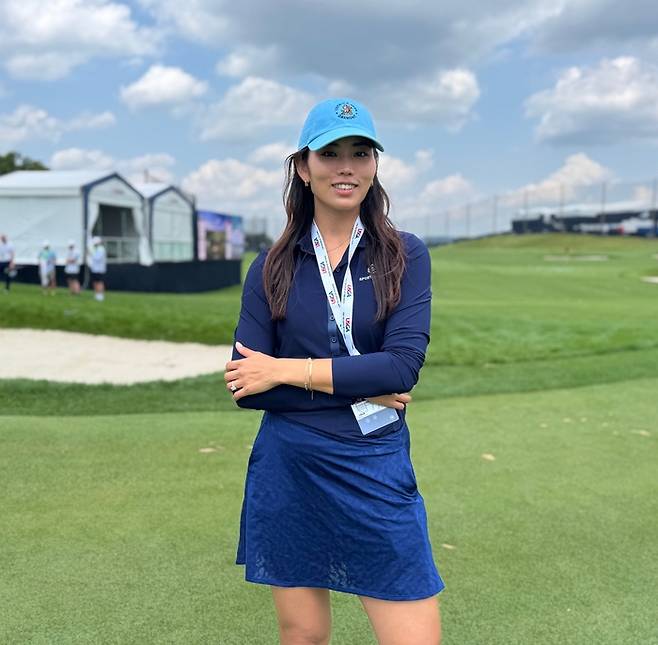 US오픈이 열린 오크몬트 컨트리클럽에서 만난 이지혜 스포츠박스AI 대표. 임정우 기자