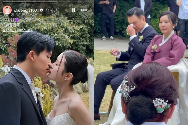 왼쪽부터 정우영, 이연지. 오른쪽 사진에서 이광기가 눈물을 닦고 있다. 정종철 인스타그램 스토리/이광기 인스타그램