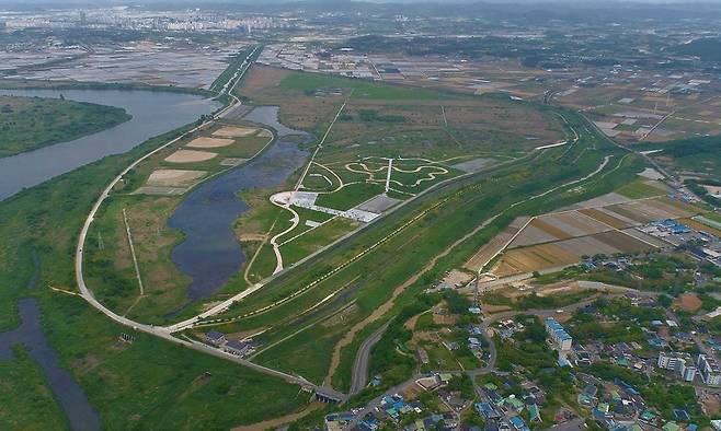 하늘에서 내려다본 전남 나주시 영산강정원 전경. 나주시 제공