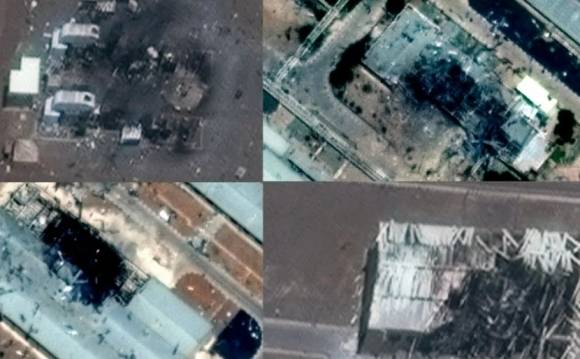 이란의 핵 개발 능력의 핵심과도 같은 나탄즈와 이스파한의 핵시설 피해 모습을 담은 위성사진. 막사 테크놀로지 제공