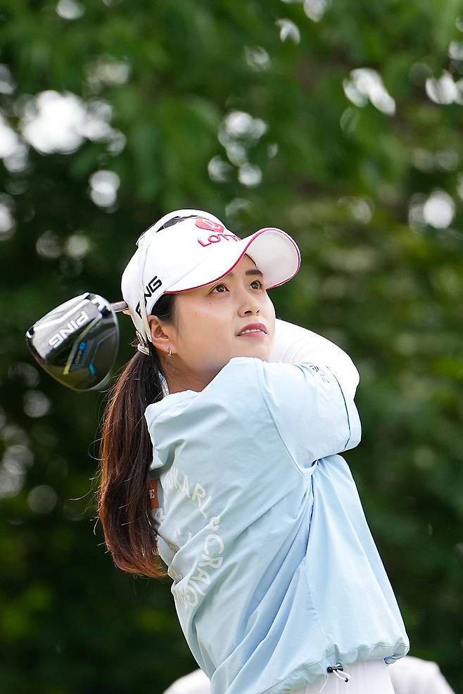최혜진이 미국 미시건주 벨몬트의 블라이드 필드CC에서 열린 마이어 LPGA 클래식 최종라운드 4번홀에서 드라이버샷을 날리고 있다. |게티이미지