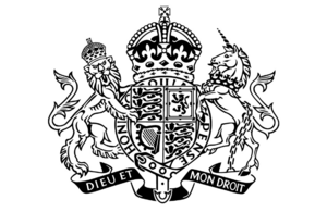 영국 왕실 문장. 왼쪽에는 사자, 오른쪽에는 상상의 동물 유니콘이 있다. 사자를 영험하고 신비로운 동물로 간주했음을 알 수 있다./영국 정부