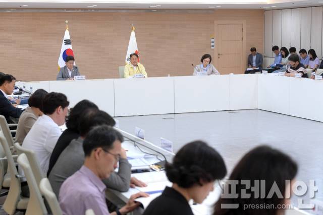 ▲강기정 광주시장이 18일 지역상권 활성화와 소상공인 보호를 위한 현장밀착형 정책 추진의 구심점인 '골목경제 상황실'을 설치하고, 첫 회의를 주재하고 있다.개최ⓒ광주광역시