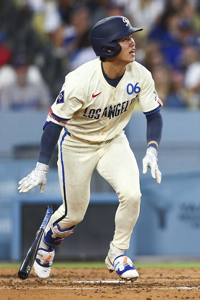 ▲ 타격하는 김혜성 ⓒ연합뉴스/AP