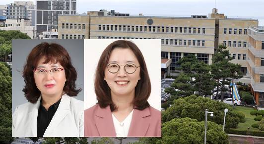 한봉순 행정국장(왼쪽), 문성인 제주도서관장