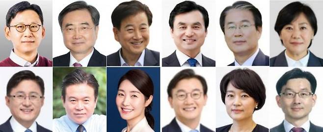 대통령실은 23일 강훈식 대통령비서실장의 브리핑을 통해 이재명 대통령의 장관급 내각 인선을 발표했다. 윗줄 왼쪽부터 배경훈 과학기술정보통신부 장관 후보자, 조현 외교부 장관 후보자, 정동영 통일부 장관 후보자, 권오을 국가보훈부 장관 후보자, 유임된 송미령 농림축산식품부 장관.아래줄 왼쪽부터 김성환 환경부 장관 후보자, 김영훈 고용노동부 장관 후보자, 강선우 여성가족부 장관 후보자, 전재수 해양수산부 장관 후보자, 한성숙 중소벤처기업부 장관 후보자, 국무조정실장에 임명된 윤창렬 LG글로벌 전략개발원장. (출처: 대통령실) 연합뉴스