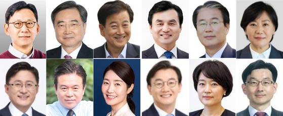 윗줄 왼쪽부터 배경훈 과학기술정보통신부 장관 후보자, 조현 외교부 장관 후보자, 정동영 통일부 장관 후보자, 안규백 국방부 장관 후보자, 권오을 국가보훈부 장관 후보자, 유임된 송미령 농림축산식품부 장관. 아래줄 왼쪽부터 김성환 환경부 장관 후보자, 김영훈 고용노동부 장관 후보자, 강선우 여성가족부 장관 후보자, 전재수 해양수산부 장관 후보자, 한성숙 중소벤처기업부 장관 후보자, 국무조정실장에 임명된 윤창렬 LG글로벌 전략개발원장. 연합뉴스