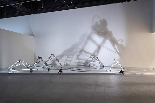 "Dancing Ladders" by Kwon Byung-jun is on display at Manarat Al Saadiyat in Abu Dhabi, UAE. (ADMAF)