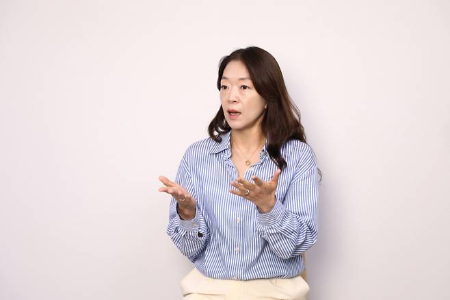 신승예 삼성카드 모니모서비스팀장이 머니투데이와 인터뷰를 진행하고 있다./사진제공=삼성금융네트웍스.