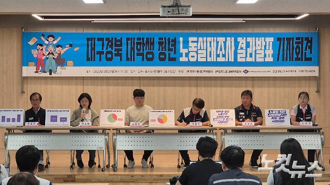 24일 오전 민주노총 대구지역본부 대강당에서 '대구경북 대학생 청년 노동실태조사 결과 발표 기자회견'이 열렸다. 곽재화 기자