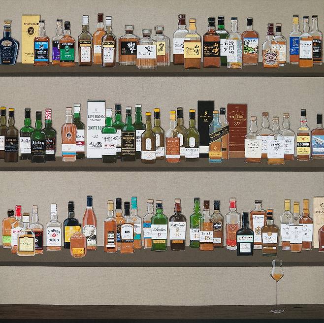 정수영, 'waiting for Nobody(아무도 기다리고 있지 않다)', 린넨 위에 아크릴, 180x180cm, 2024. 학고재 제공