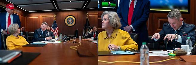 현지시간 21일, 백악관 상황실에서 대이란 작전을 설명하는 댄 케인 합참의장.