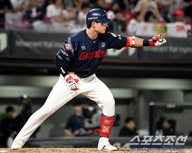 14일 광주KIA챔피언스필드에서 열린 롯데와 KIA의 경기, 6회초 롯데 윤동희가 타격자세를 취하고 있다. 광주=허상욱 기자wook@sportschosun.com/2025.05.14/