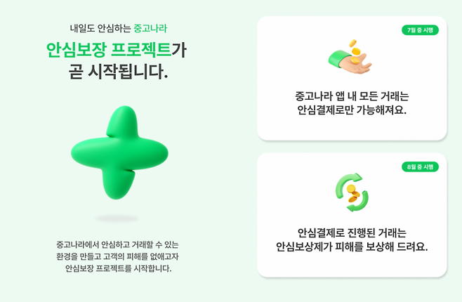 중고나라 '안심보장 프로젝트' 안내 이미지. 중고나라