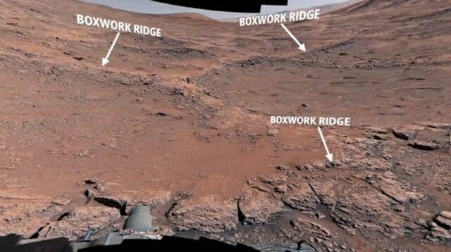 NASA 큐리오시티 탐사선이 촬영한 새로운 사진에는 거대한 거미줄처럼 보이는 ‘박스워크’ 능선이 보인다. (출처=NASA/JPL-Caltech/MSSS)