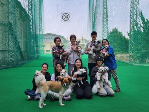 지난 1일 부산 수영구 에브리싱글골프앤라이프에서 유기 동물의 ‘임보’나 입양에 관심이 있는 사람들이 ‘포씨블 홈’이란 이름으로 모였다.