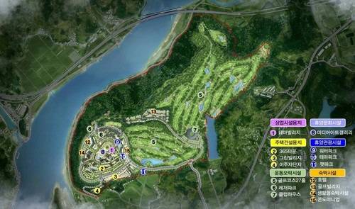 두우레저단지 개발사업 배치도. 하동군 제공