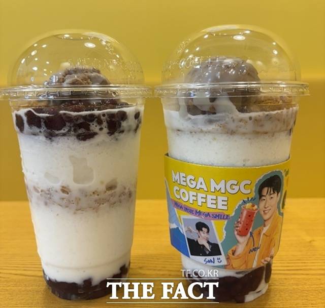 메가MGC커피의 '팥빙젤라또 파르페'가 1인 컵빙수로 인기를 끌고 있다. /문화영 기자