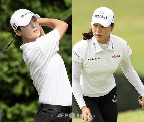 2025년 미국여자프로골프(LPGA) 투어 2인 1조 팀 경기인 다우 챔피언에 출전한 이소미, 임진희 프로가 1라운드에서 경기하는 모습이다. 사진제공=ⓒAFPBBNews = News1 (사진을 무단으로 사용하지 마십시오.)