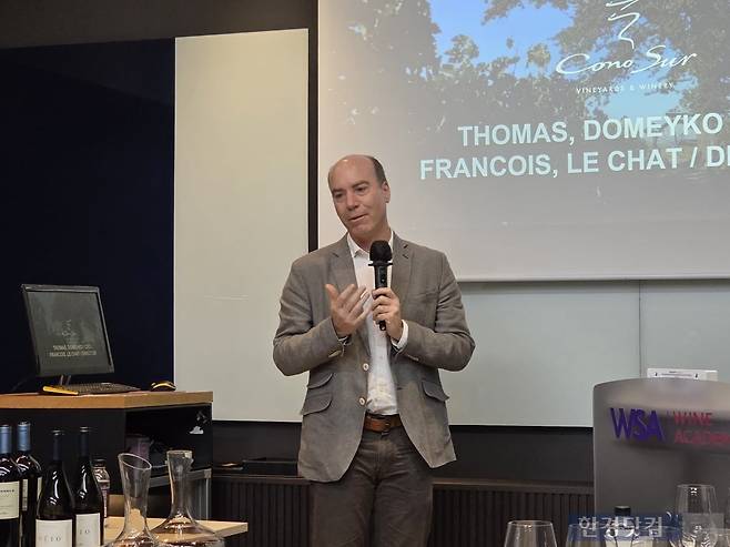 토마스 도메이코 코노수르 와이너리 CEO가 발언하고 있다./사진=박수림 기자