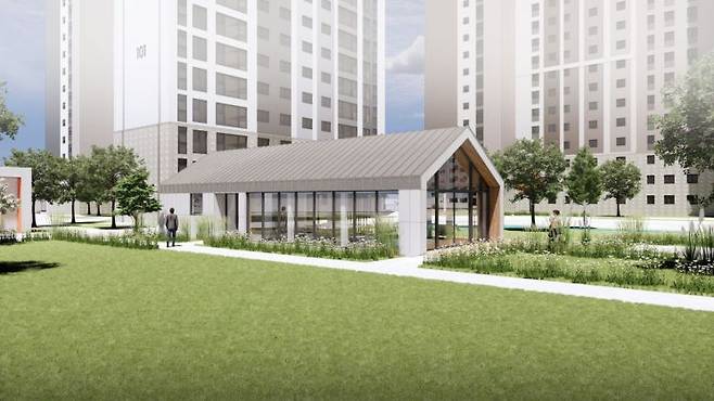 양산자이 파크팰리체에 적용 예정인 모듈러 티하우스 투시도. GS건설