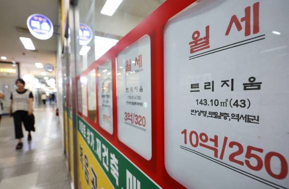 30일 서울 시내 한 부동산에 월세 매물 광고가 게시돼 있다. 2025.6.30 뉴시스