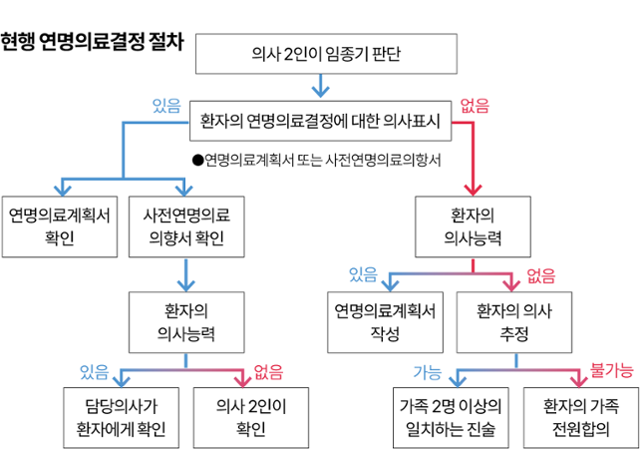 현행 연명의료결정법에 따른 연명의료결정 절차. 그래픽=이지원 기자
